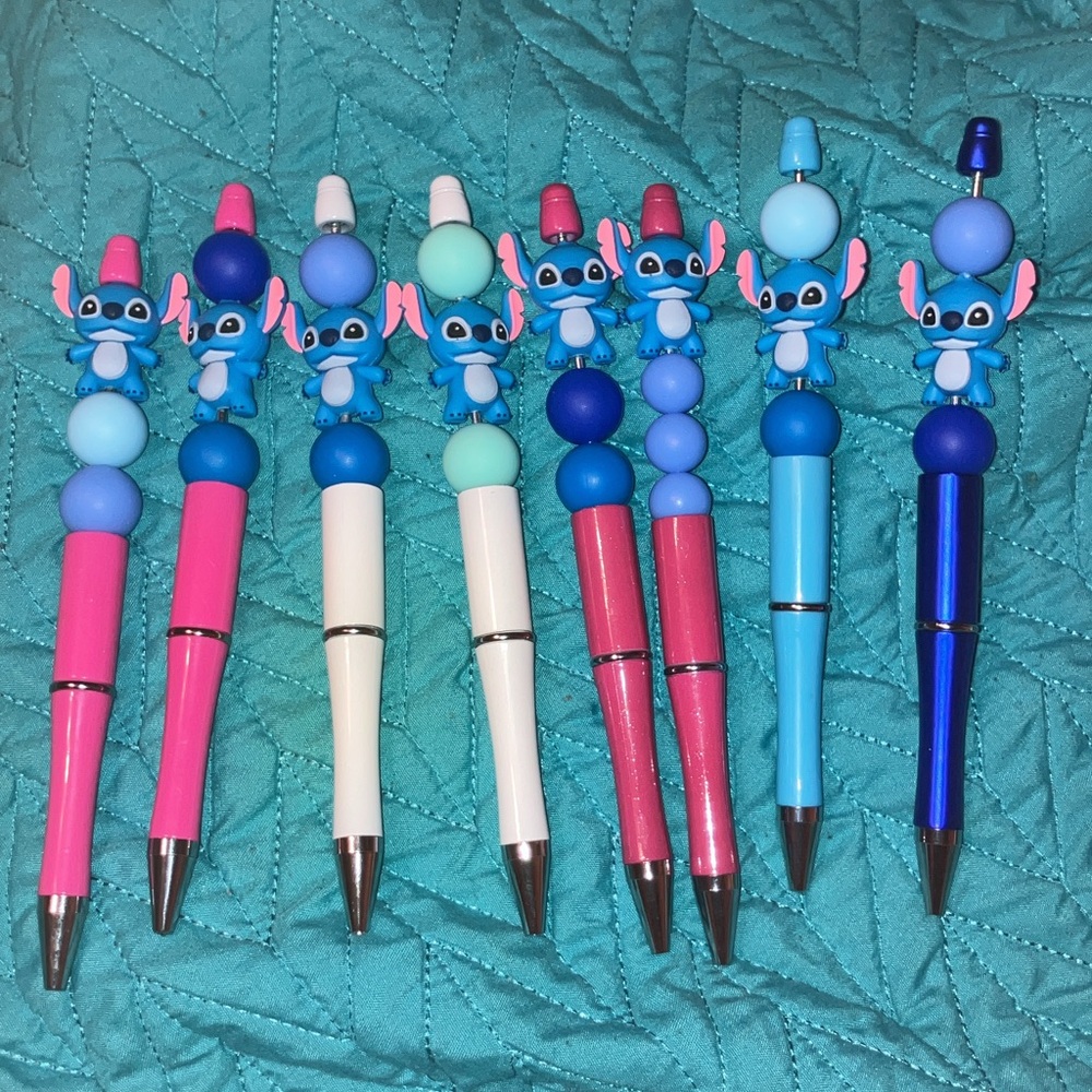 Stitch Themed Kids Pens Set - Blue, Pink, White